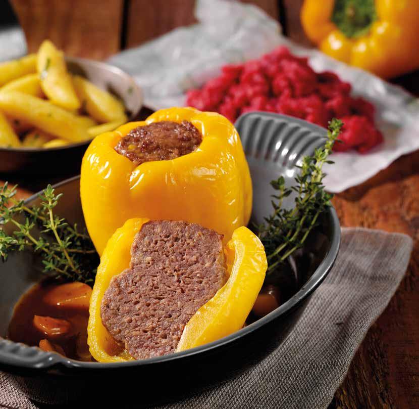 STUFFED PEPPERS GOURMET PEPPERS, YELLOW, "Beef" Yellow pepper with a filling of beef meat, refined with onions and