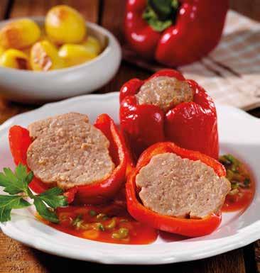 PEPPERS, RED, "Classic" Crispy red pepper, filled with fresh pork and beef mince,  1911000 40 x