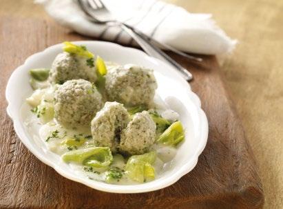 MINCED MEAT SPECIALTIES POULTRY-HERBS MEATBALLS Tasty meatballs of chopped poultry meat. Refined with savoury parsley. 400282 ca.