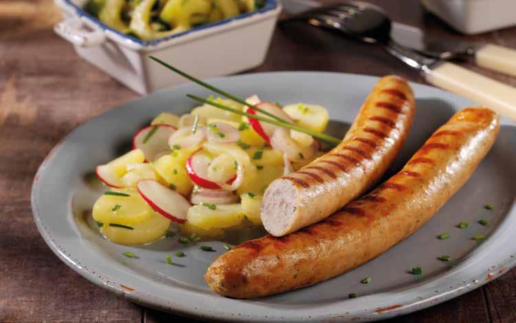 SAUSAGE SPECIALTIES ROSTBRATWURST with grill marks, Fine rostbratwurst of pork meat in