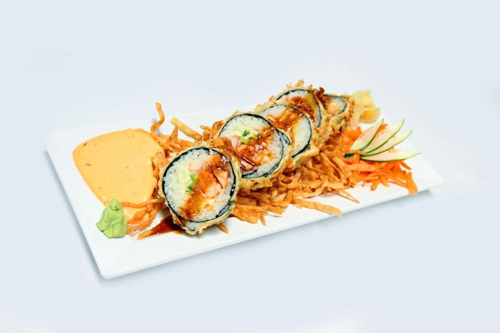 95 *THESE ITEMS ARE SERVED RAW OR UNDERCOOKED, OR CONTAIN RAW OR UNDERCOOKED BEEF, EGGS, OR *Tuna,SEAFOOD *Salmon,INGREDIENTS, Crabstick, Cream Cheese, Cucumber, Baby Carrot & Avocado Katsu Fried