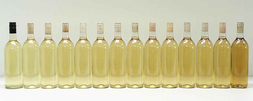 1999 Semillon wine bottled using 14 different closures Range of color 28 months