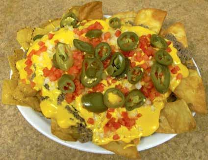 50 Naked Nachos Beef and nacho cheese only Full 6.50 Half 4.95 Add melted shredded cheese 1.50 Chicken Strips 6.50 Hot Wings (6) 6.95 Jalapeno Poppers 4.95 Mozzarella Sticks 4.