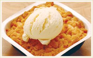 Apple &Apricot Crumble Stewed apple and apricot pieces with a delectable crumble topping.