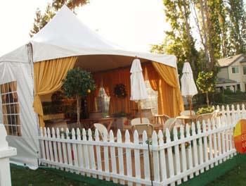 Plan your next event outdoors We have tents, picket fencing, tables, chairs, 9 canvas umbrellas complete w/stands, drapes, ficus trees w/lights, cathedral wall with windows and many more