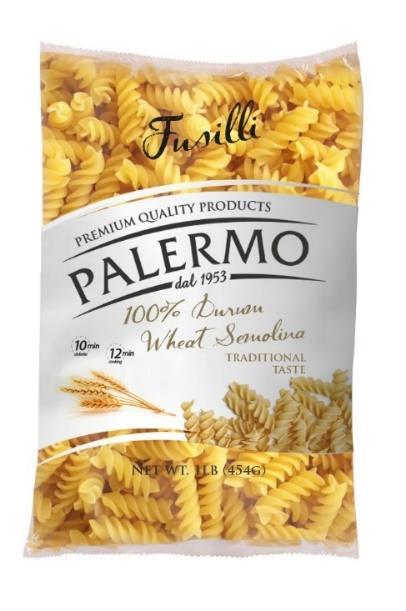 Pasta 100% Durum Wheat Semolina Item Unit UPC 837 Palermo Penne 1 Plastic Bags 88561600825 20 20.00 841 Palermo Elbow 1 Plastic Bags 88561600829 20 20.