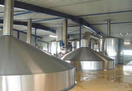 Photo: Roger Putman. The Huppmann brewhouse at Oettinger Brau in Germany has been installed within a no frills industrial building. Oettinger is a leading supplier to the supermarket trade.