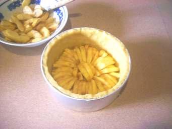 bottom of the cake form. Fill the center with additional apple slices.