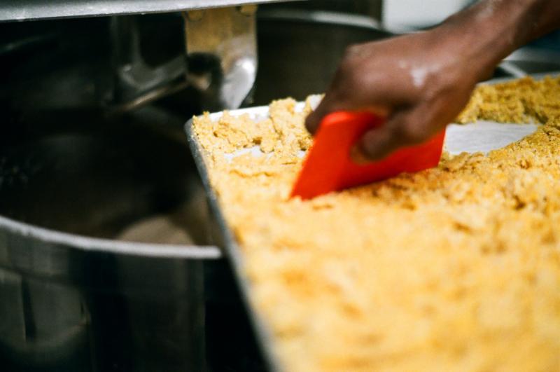 A toasted polenta "mash" is incorporated into this blended wheat dough, creating breads with a robust sweet corn flavor, gentle crunch, and medium open crumb.