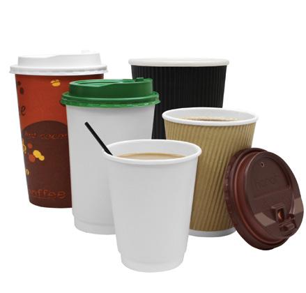 Choose from plain or stock printed Karat paper hot cups in various sizes for all your hot beverage needs.