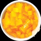yogo jelly in fruit tea, or mango jelly atop frozen yogurt;