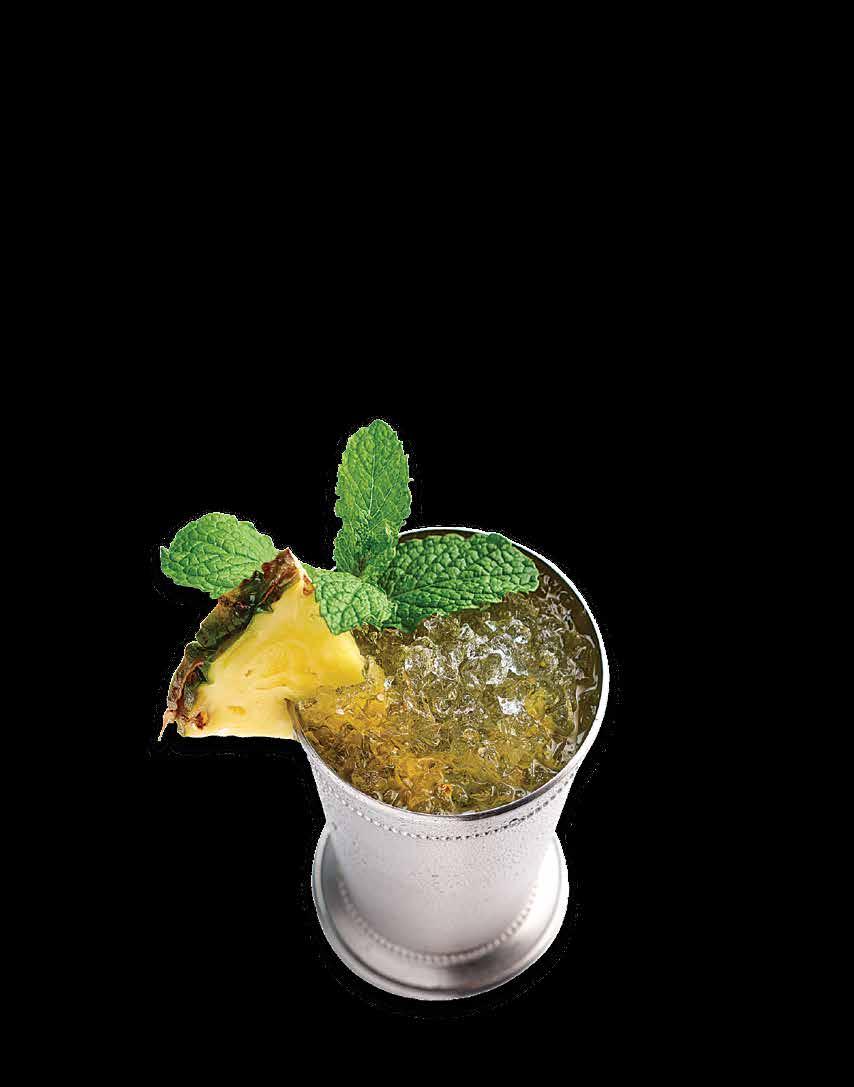 GINGER-MINT JULEPS WITH FRESH PINEAPPLE Recipe by Chef Doug Weist Sysco Louisville 2 T 2 T ¼ c 3 T 8 10 pineapple, chopped Monin Ginger Syrup Kentucky bourbon Sysco Natural Pineapple Juice Sysco