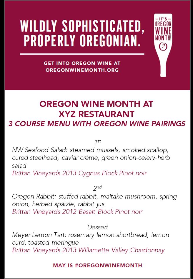 ON-PREMISE INSPIRATION: MONTH-LONG PROMOS Menu inspired by sommelier James Rahn