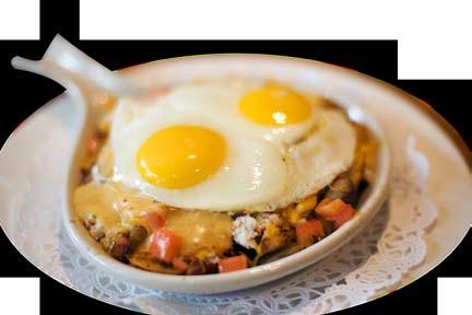 69 With Corned Beef Hash 7.69 8.69 Pan SKILLETS All skillets topped with eggs, any style and served with toast or biscuits. Country Sausage patties, home fries and country gravy. 8.99 Texas Sirloin steak, mushrooms, home fries and Swiss cheese.
