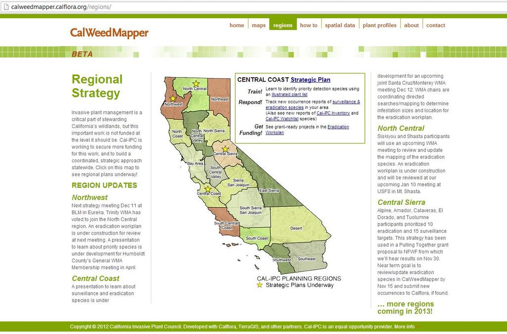Use the region s page for Central Coast info! 1. Go to CalWeedMapper.