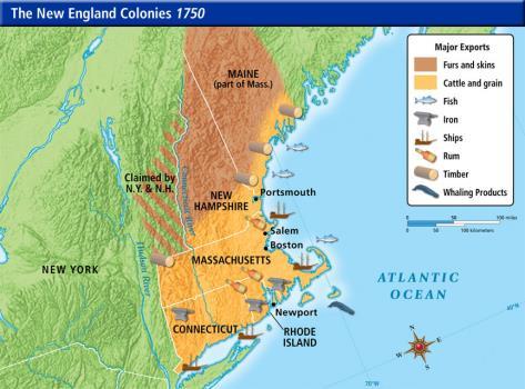 2 New England Colonies Massachusetts, New Hampshire, Rhode Island, Connecticut Climate/Geography Colonists in the New England colonies endured bitterly cold winters and mild summers.