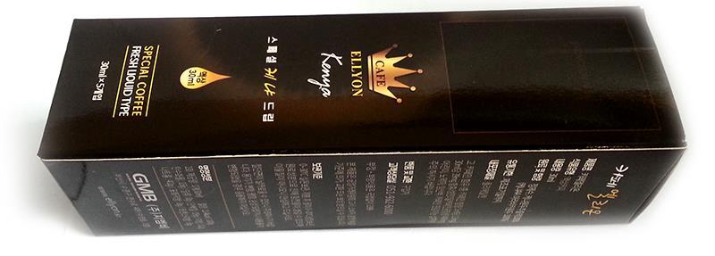 New Products 19 Liquid-type coffee <Front> <Back> - Product Name : café ellyon - Food type : Liquid-type coffee - Capacity : 30g - Raw materials and content : Water, coffee extract 100%