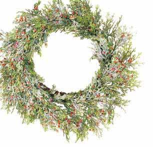 00 7 71772 73888 9 RT9091 Cedar wreath with red berries.