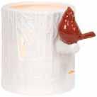 light holder with glossy red cardinal. 4 h. x 5.5 l. x 3.