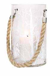 50 7 71772 77204 3 RT9589 Clear glass lantern with hand painted white winter