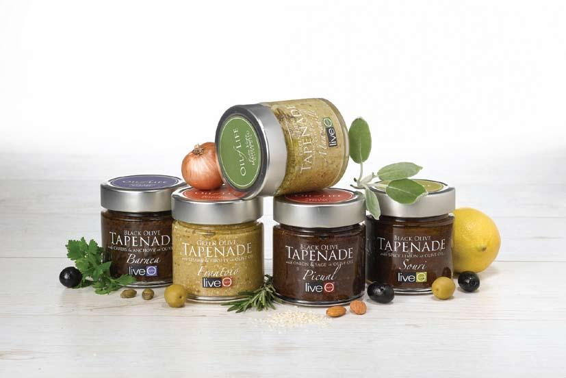 Tapenades A paste made from pitted olives, green or black, each type with its own ingredients. Fit not only on bread, but also for baking and cooking or just as it is on a fork.
