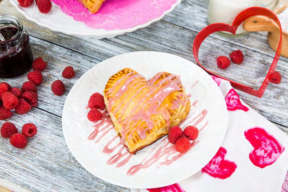 Raspberry Pop Hearts Ingredients: For the Pastry 2 sheets Puff Pastry (10x15) 1 Egg+2 tablespoons Milk (eggwash) 1 5-inch heart cutter (or a template and a sharp knife) For the Filling 1 tablespoon