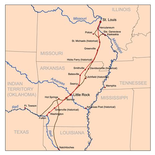 Southwestern Trail from St. Louis, MO to Texarkana,TX St.