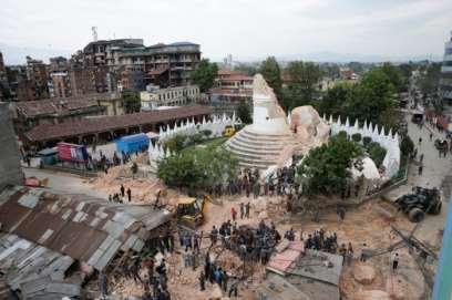 Only the base of the tower remains after most of it collapsed in the 7.8- magnitude earthquake. [KATHMANDU] The photos give some idea of the damage caused.