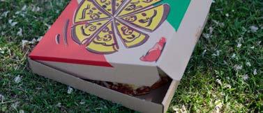 SNACK BOXES & TRAYS PIZZA BOXES Manufactured from food grade E flute board available in plain white or brown printed.