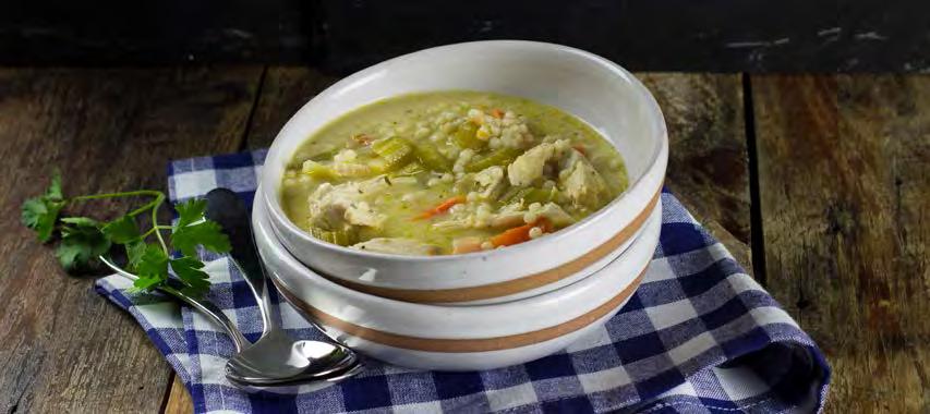 MAKE FRESH DINNERS - OCTOBER 2016 CREAMY CHICKEN SOUP Calories 410; Fat 12g; Saturated Fat 7g; Carbohydrates 44g; Fiber 4g; Protein 30g; Cholesterol 75mg; Sodium 550mg Grocery List WILDTREE PRODUCTS