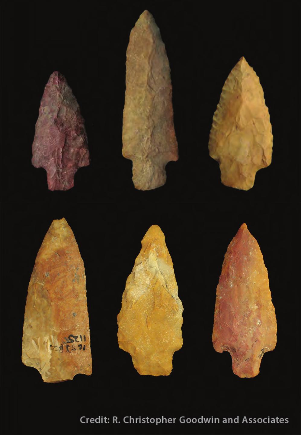 Most of these points were made of rock that was not from the site. This means people either traveled long distances to get stone or traded or exchanged with outsiders for stone or projectile points.