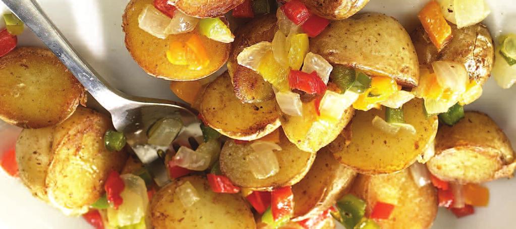 potatoes are roasted and lightly coated with soybean oil and a roasted garlic &