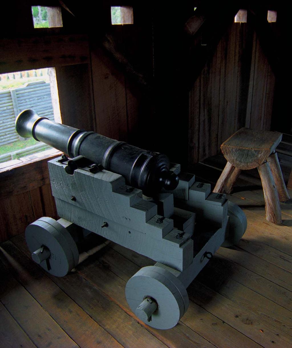 Above: The blockhouse at Fort King George was recreated in 1988. These cannon are on the second floor of the blockhouse.