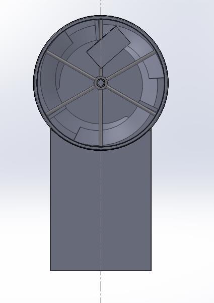 Figure 3. Theoretical airflow projection with use of Vortex Flow Inlet. 5.3.2 Alternative 2 Building upon the first alternative design, the team investigated a second design which eliminated the shaft support through the center of the drum.