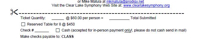 This email was sent by: Mike Matula Clear Lake Symphony Webmaster Email: mkmatula@prodigy.