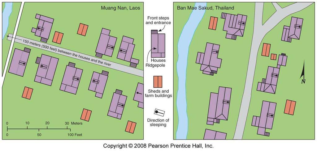 Folk Housing Building materials influenced by resources available in environment However, beliefs, religious values, and local traditions can also influence folk housing Above Left Lao people