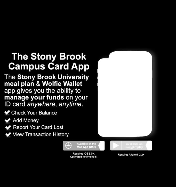 Cash-to-account machines 3. Stony Brook Campus Card app 4.