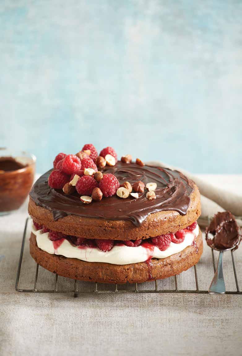 Hazelnut and Raspberry Torte with Chocolate Ganache Preparation 15 mins Cooking 30 mins Serves 12 Cooking oil spray, to grease 2 cups EQUAL Spoonful 1/4 cup milk 6 eggs 1 cup self-raising flour 1