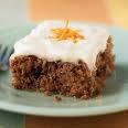 CARROT CAKE 2 eggs separated 225g brown sugar 175 g butter 150g wholemeal flour 1 tspn baking powder ½ tspn mixed spice 25g chopped walnuts 25g sultanas 175 g carrots grated Topping: 200g cream