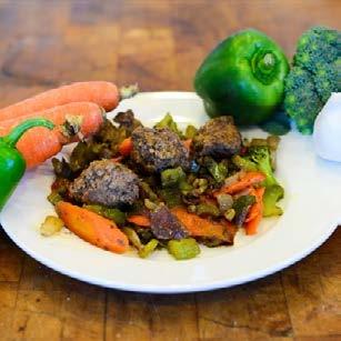 Ground Beef Stir Fry Servings: 2 1 Tbsp coconut oil 1 garlic clove 1/4 red onion 1-2 carrots 1/2 medium bell pepper 1 cup broccoli 1 celery stalk 1/2 lb ground beef Pinch of thyme, sage, turmeric,
