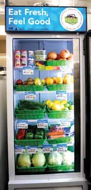 Refrigerator display Bring attention to healthy snacks, beverages and fresh produce with an attractive refrigerator display.