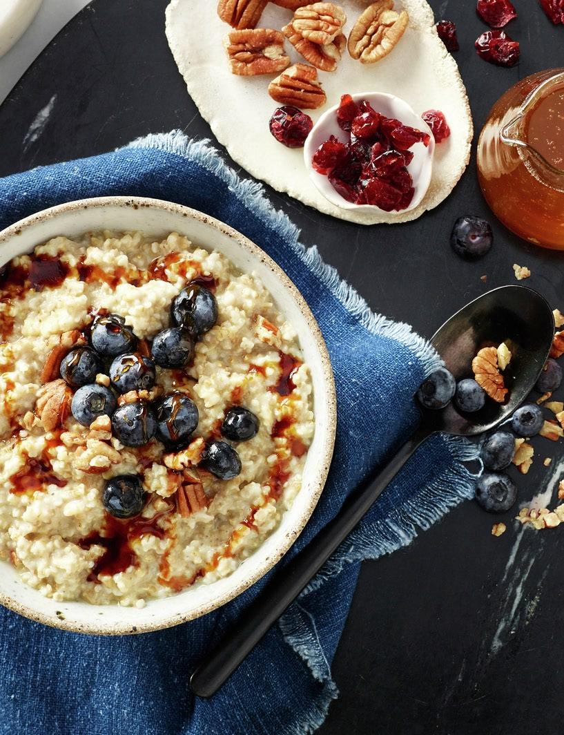 Steamed Oatmeal with Berries, Dried Cherries and Maple