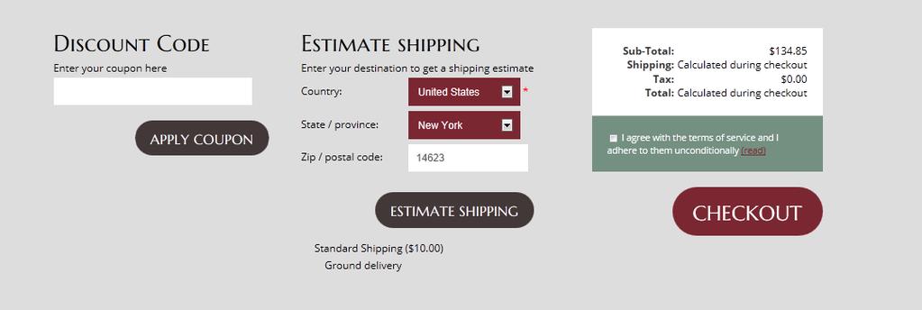 Ordering Process Step 2 Continued: Customer will enter Country, State/Province and Zip/postal code.