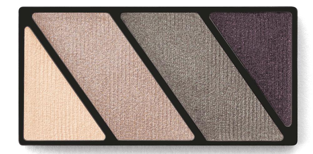 2 (linen): all over lid- into crease & fade up Shade 3 (grey): outer corner to 1/2 upper lid Shade 4 (chocolate) line upper