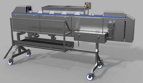 The machine produces single, as well as butterfly fillets and features an automatic skinning