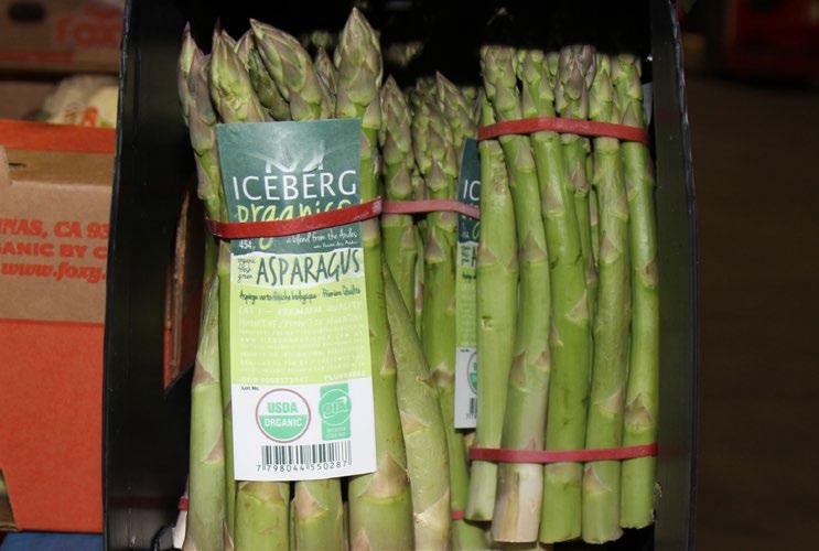 OG ASPARAGUS Organic Asparagus shipments are coming in steadily from Argentina and Mexico.