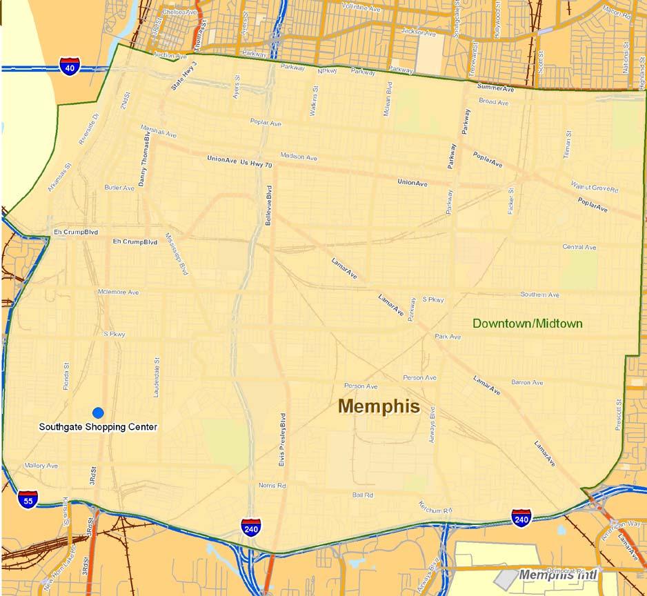 MEMPHIS DOWNTOWN/MIDTOWN SubMarket Information Contains all properties located East of the