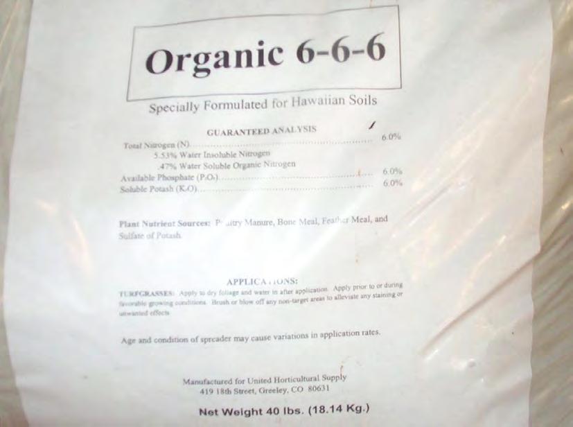 Organic Fertilization Higher lb/a needed as less