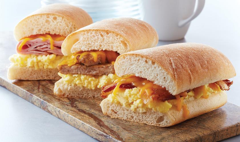 A LA CARTE BREAKFAST WARM SELECTIONS Our delicious morning breakfast favorites are made with fresh, Ciabatta Breakfast Sandwiches Croissant Breakfast Sandwiches Freshly baked croissant sandwiches