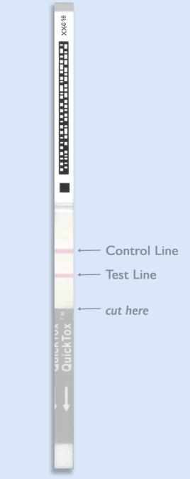 The level of extract should be above the bottom of the arrow tape yet below the top of the arrow on the bottom portion of the strip. 14.